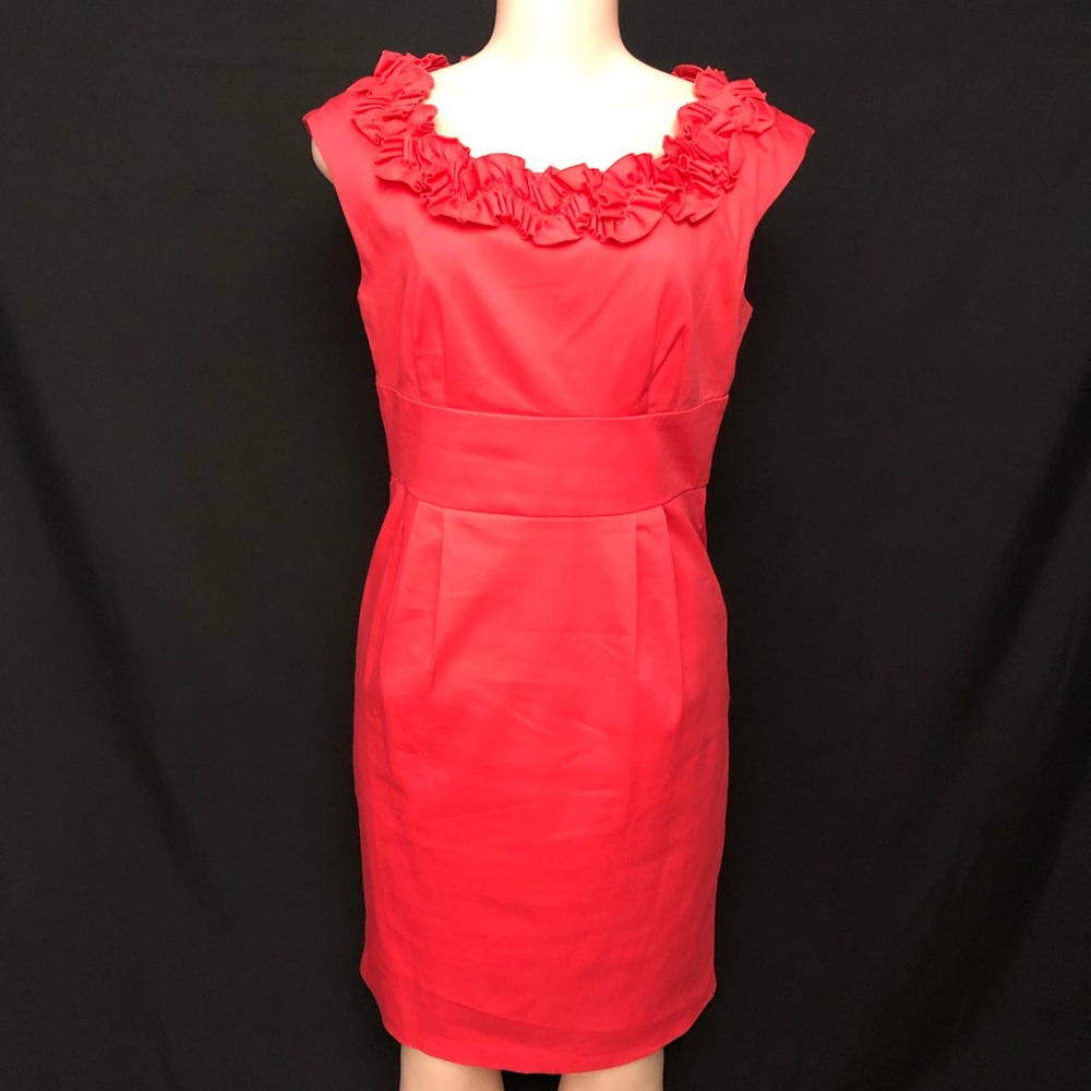 Maggy L woman’s size 6 ruffle neck pencil red